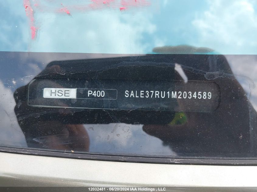 2021 Land Rover Defender VIN: SALE37RU1M2034589 Lot: 12032481