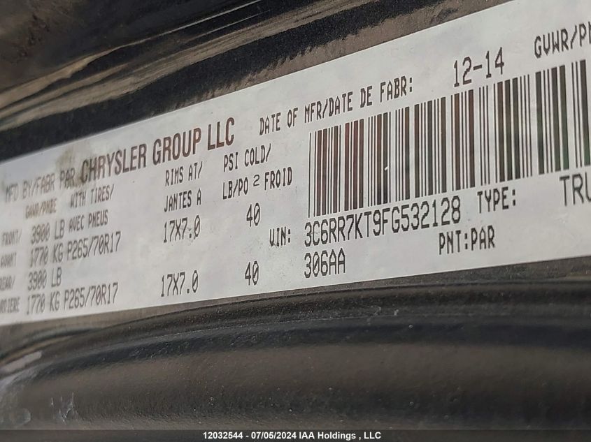 2015 Ram 1500 St VIN: 3C6RR7KT9FG532128 Lot: 12032544