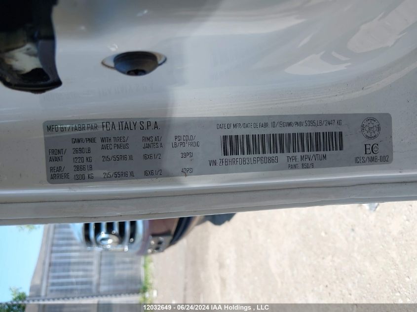 2020 Ram Promaster City Slt VIN: ZFBHRFDB3L6P60869 Lot: 12032649