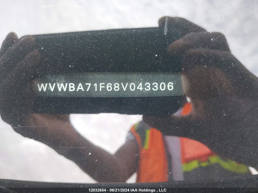 2008 Volkswagen Eos Turbo/Komfort VIN: WVWBA71F68V043306 Lot: 12032654