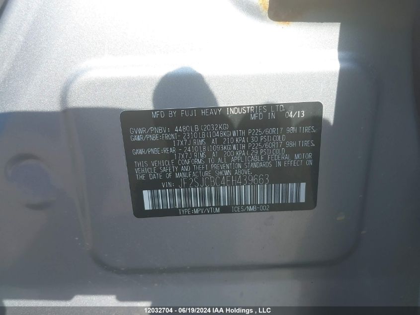 2014 Subaru Forester VIN: JF2SJCBC4EH439663 Lot: 12032704