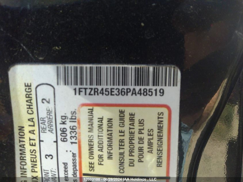 2006 Ford Ranger Super Cab VIN: 1FTZR45E36PA48519 Lot: 12033100