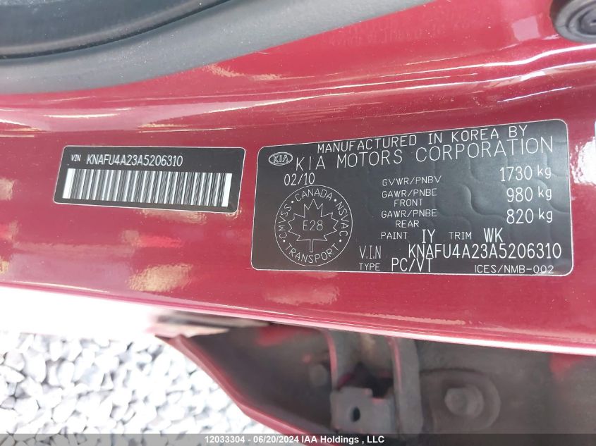 2010 Kia Forte Ex VIN: KNAFU4A23A5206310 Lot: 12033304