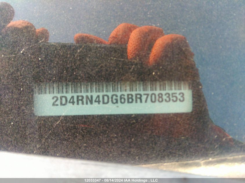 2011 Dodge Grand Caravan Express VIN: 2D4RN4DG6BR708353 Lot: 12033347