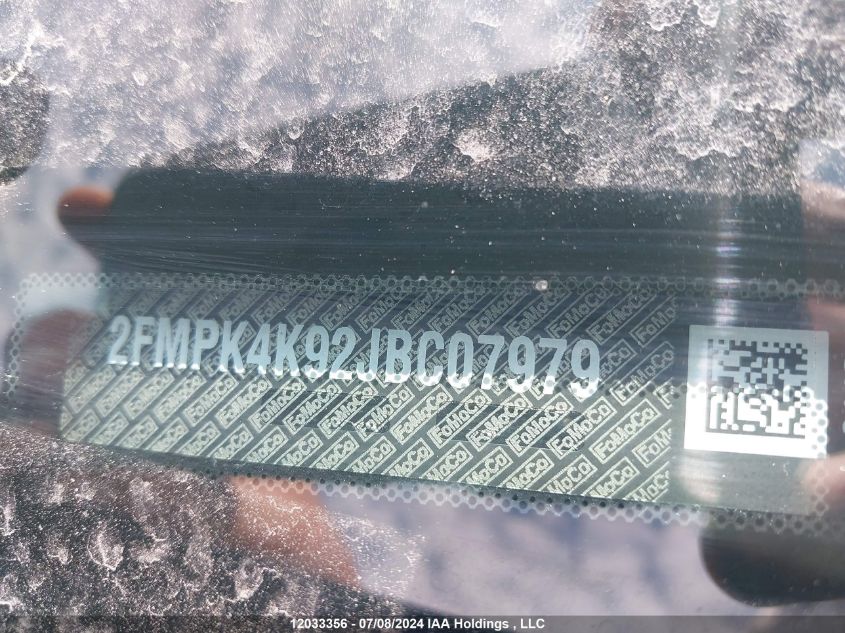 2018 Ford Edge Titanium VIN: 2FMPK4K92JBC07979 Lot: 12033356