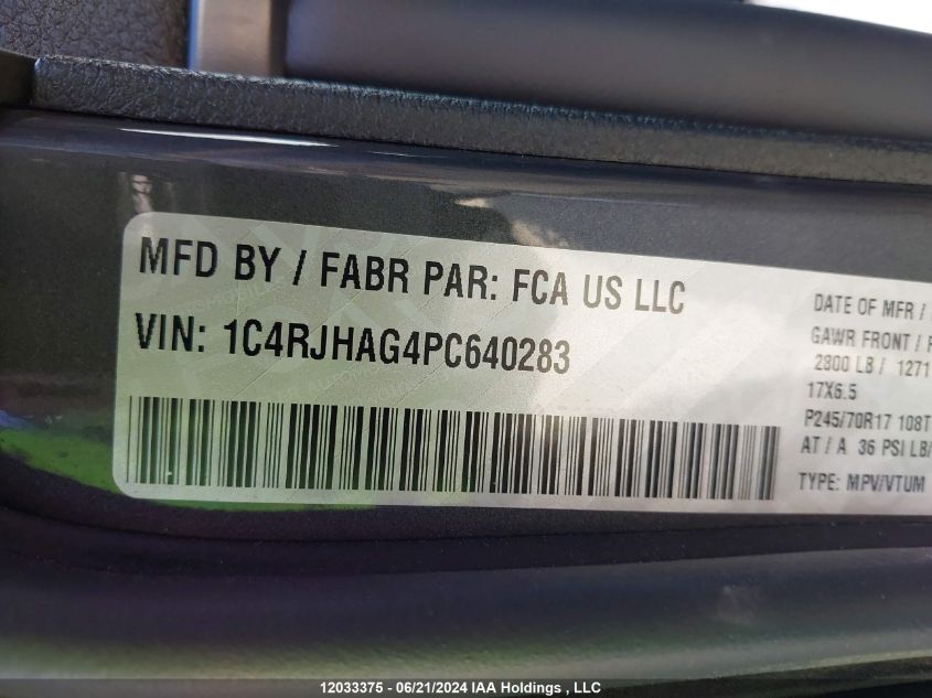 2023 Jeep Grand Cherokee Laredo/Altitude VIN: 1C4RJHAG4PC640283 Lot: 12033375