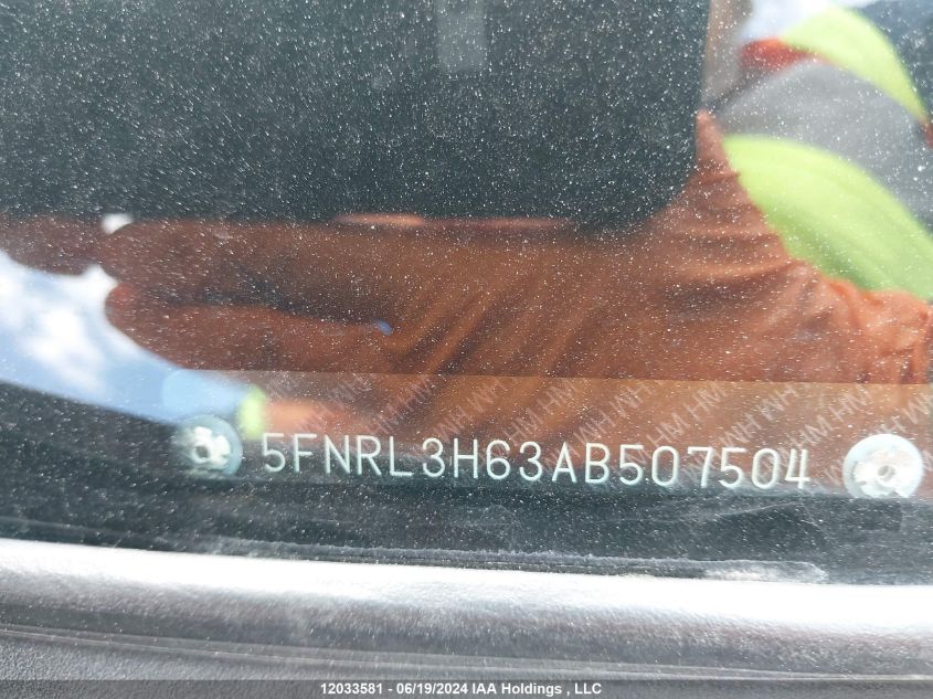 2010 Honda Odyssey VIN: 5FNRL3H63AB507504 Lot: 12033581