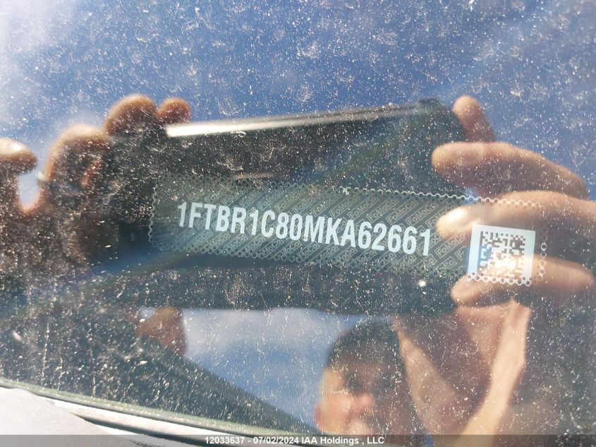 2021 Ford Transit T-250 VIN: 1FTBR1C80MKA62661 Lot: 12033637