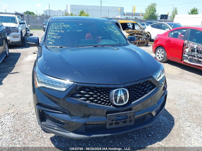 2020 Acura Rdx VIN: 5J8TC2H68LL809694 Lot: 12033768