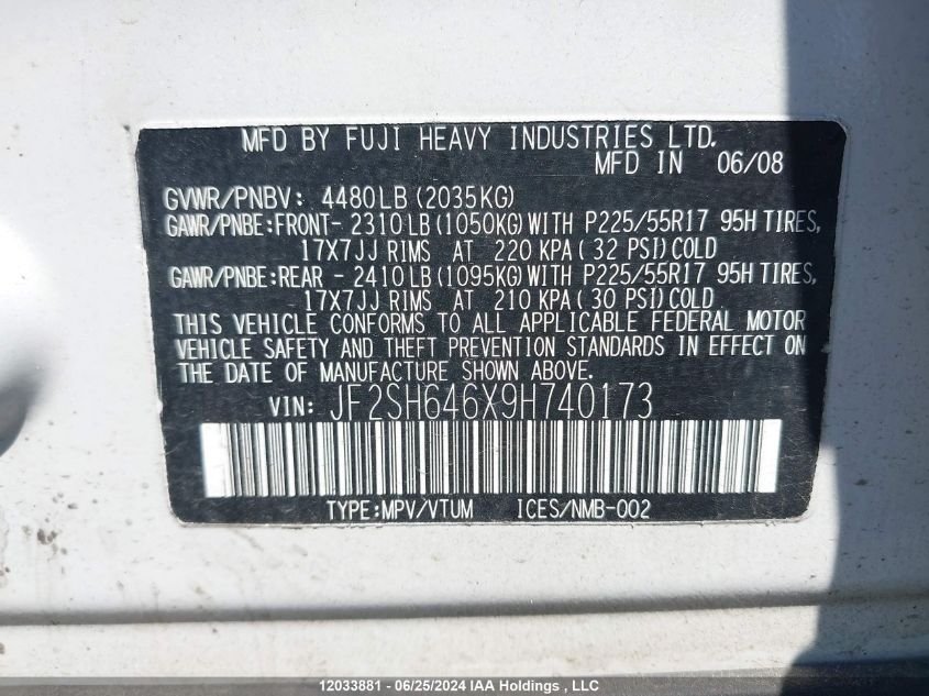 2009 Subaru Forester 2.5X Limited VIN: JF2SH646X9H740173 Lot: 12033881