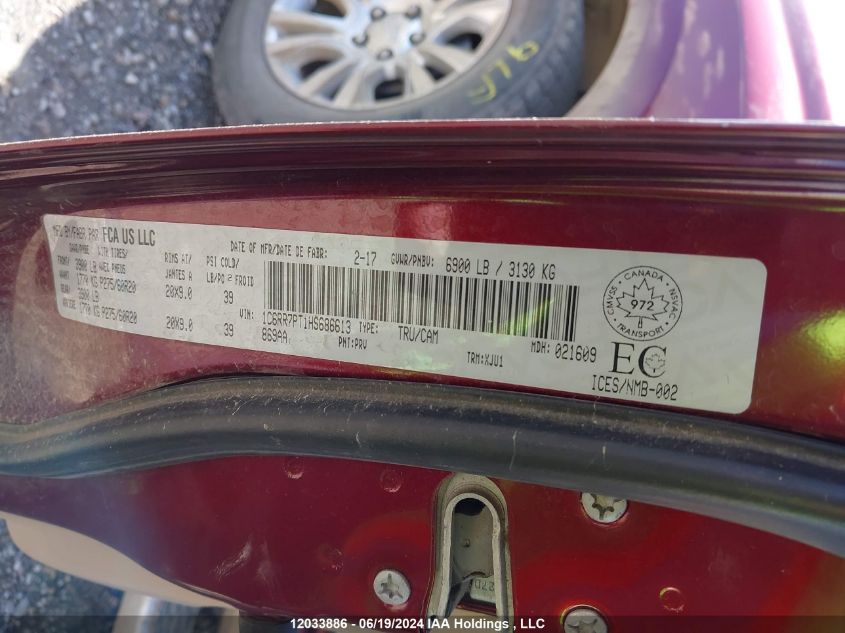 2017 Ram 1500 Longhorn VIN: 1C6RR7PT1HS686613 Lot: 12033886