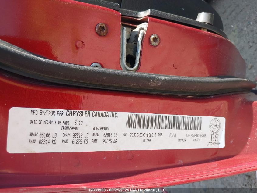 2013 Chrysler 300 S VIN: 2C3CCABGXDH666812 Lot: 12033953