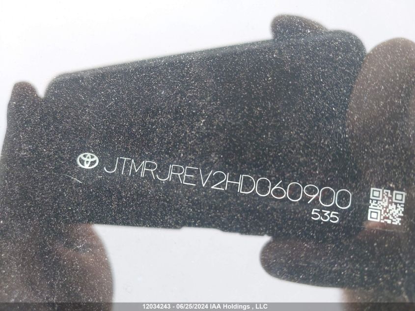 2017 Toyota Rav4 Hv Le/Xle VIN: JTMRJREV2HD060900 Lot: 12034243