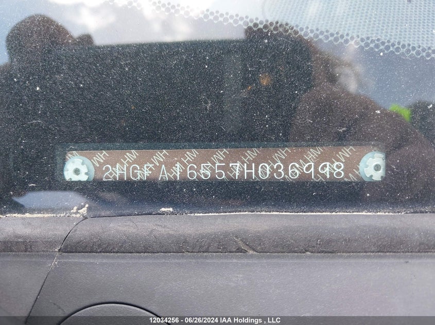 2007 Honda Civic Lx VIN: 2HGFA16557H036998 Lot: 12034256