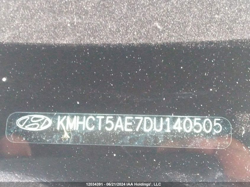 2013 Hyundai Accent Gls/Gs VIN: KMHCT5AE7DU140505 Lot: 12034391