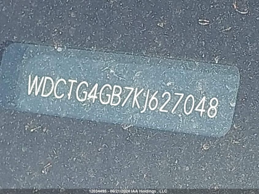 2019 Mercedes-Benz Gla VIN: WDCTG4GB7KJ627048 Lot: 12034495