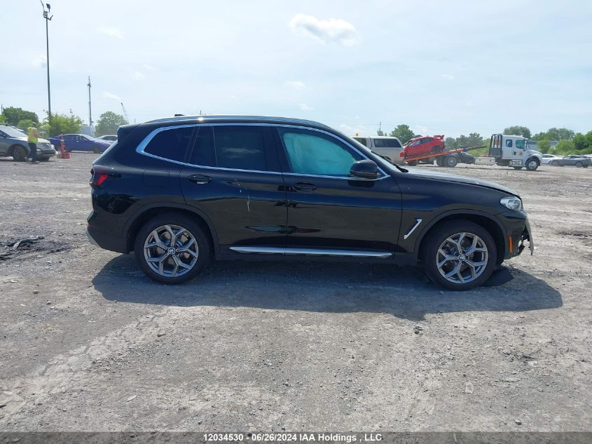 2022 BMW X3 xDrive30I VIN: 5UX53DP05N9J72830 Lot: 12034530