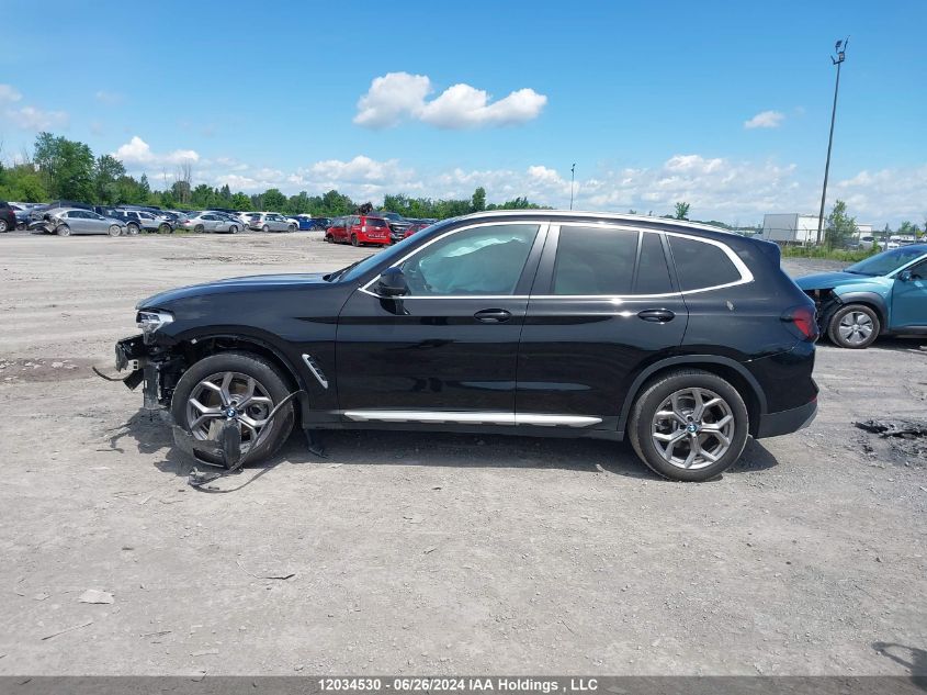 2022 BMW X3 xDrive30I VIN: 5UX53DP05N9J72830 Lot: 12034530