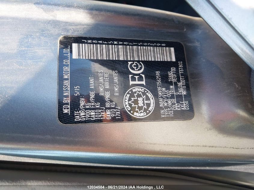 2015 Nissan Juke S/Sv/Sl/Nismo VIN: JN8AF5MV8FT562598 Lot: 12034584
