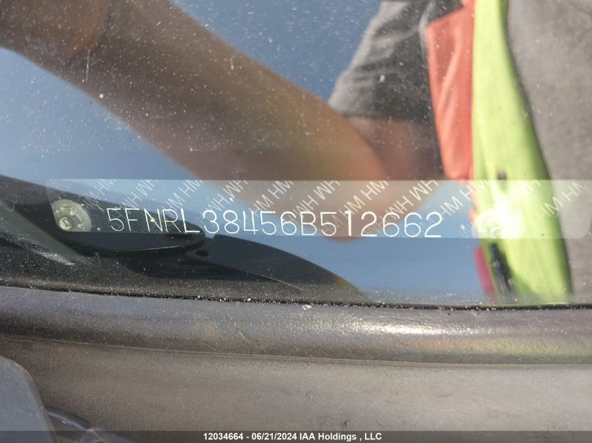 2006 Honda Odyssey VIN: 5FNRL38456B512662 Lot: 12034664