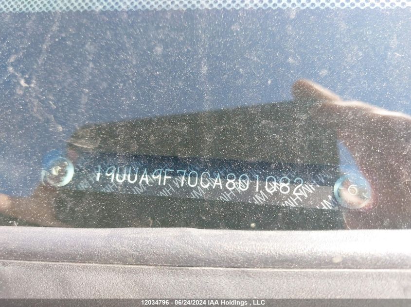 2012 Acura Tl VIN: 19UUA9F70CA801082 Lot: 12034796