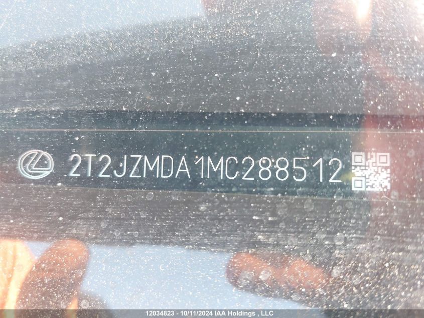 2021 Lexus Rx 350 VIN: 2T2JZMDA1MC288512 Lot: 12034823