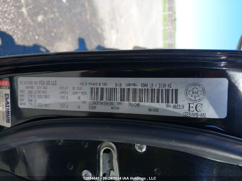 2019 Ram 1500 Classic Tradesman VIN: 1C6RR7FTXKS501841 Lot: 12034841