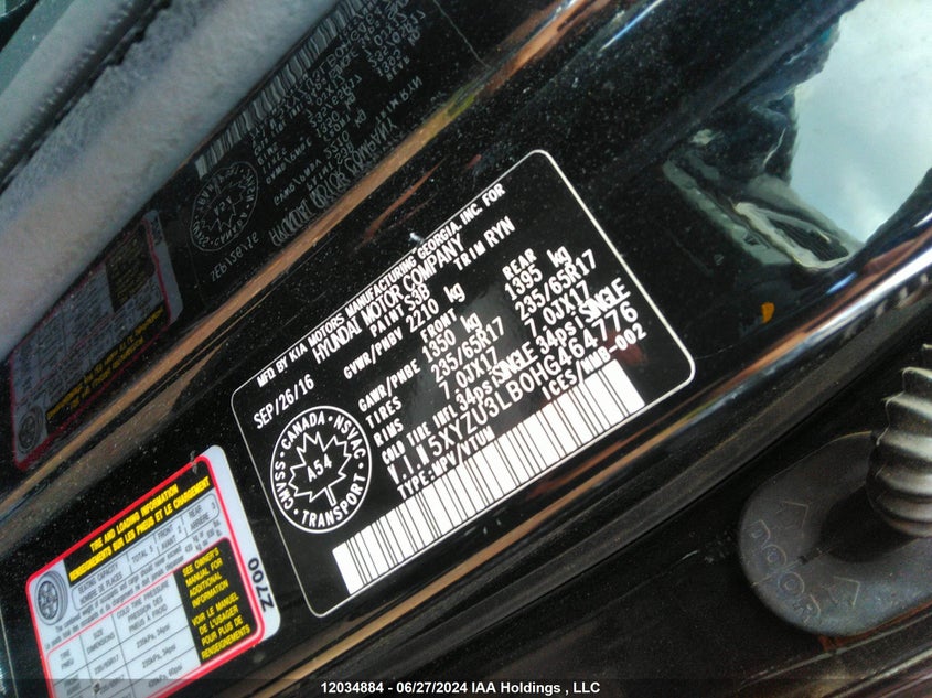 2017 Hyundai Santa Fe Sport 2.4 Premium VIN: 5XYZU3LB0HG464776 Lot: 12034884