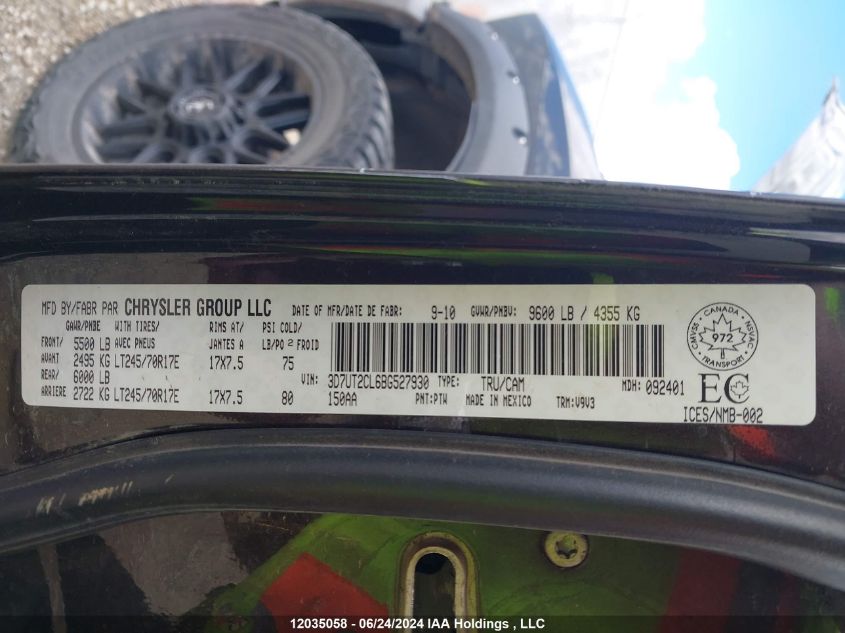 2011 Dodge Ram 2500 VIN: 3D7UT2CL6BG527930 Lot: 12035058