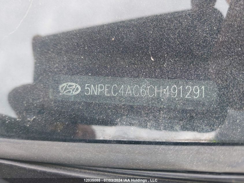 2012 Hyundai Sonata Se/Limited VIN: 5NPEC4AC6CH491291 Lot: 12035085