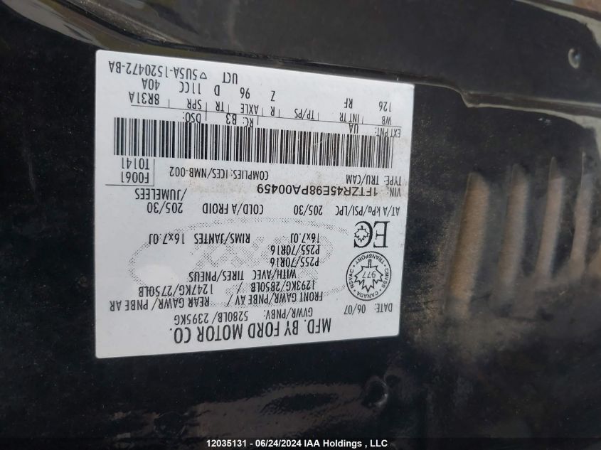 2008 Ford Ranger VIN: 1FTZR45E98PA00459 Lot: 12035131