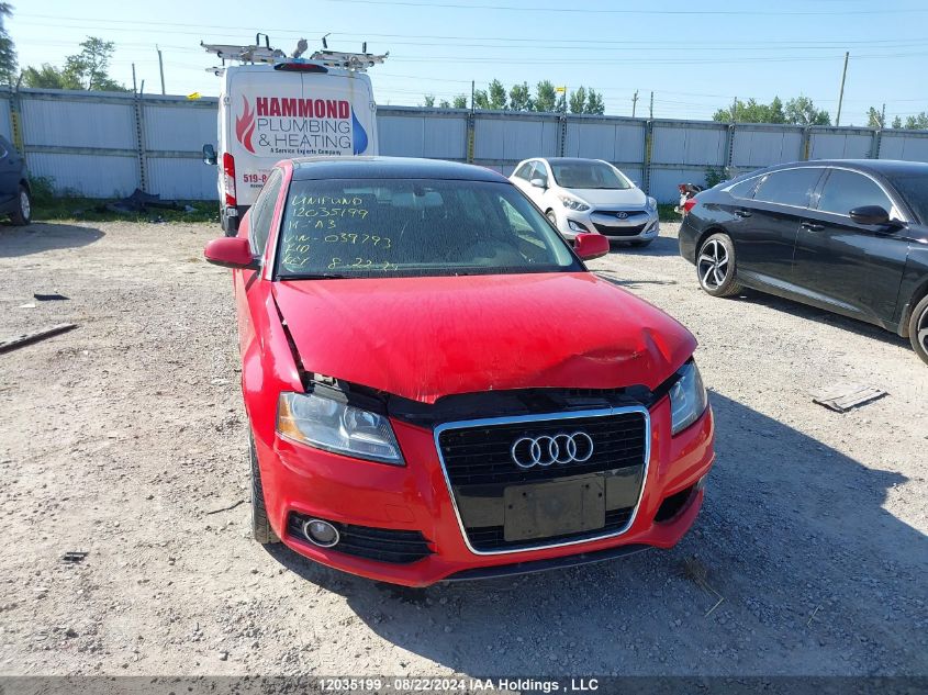 2011 Audi A3 VIN: WAUPFCFM8BA039793 Lot: 12035199