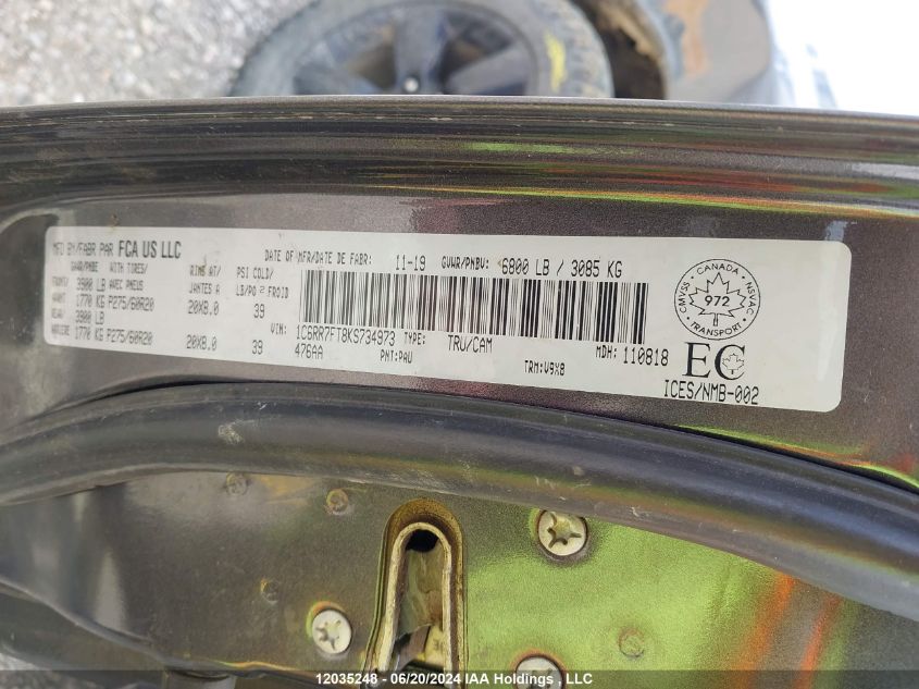 2019 Ram 1500 Classic Tradesman VIN: 1C6RR7FT8KS734973 Lot: 12035248