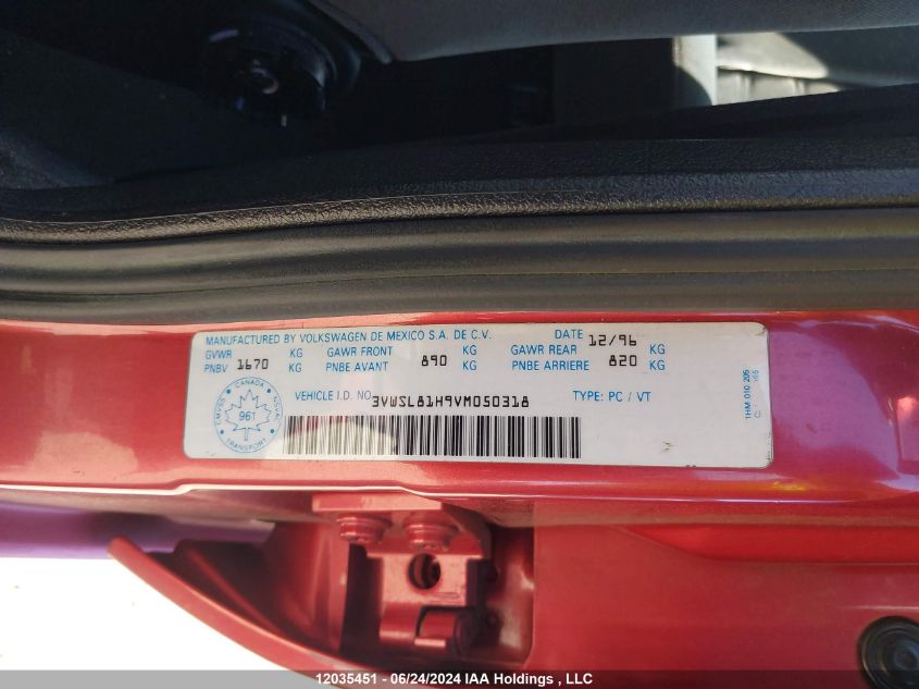 1997 Volkswagen Jetta Gls VIN: 3VWSL81H9VM050318 Lot: 12035451