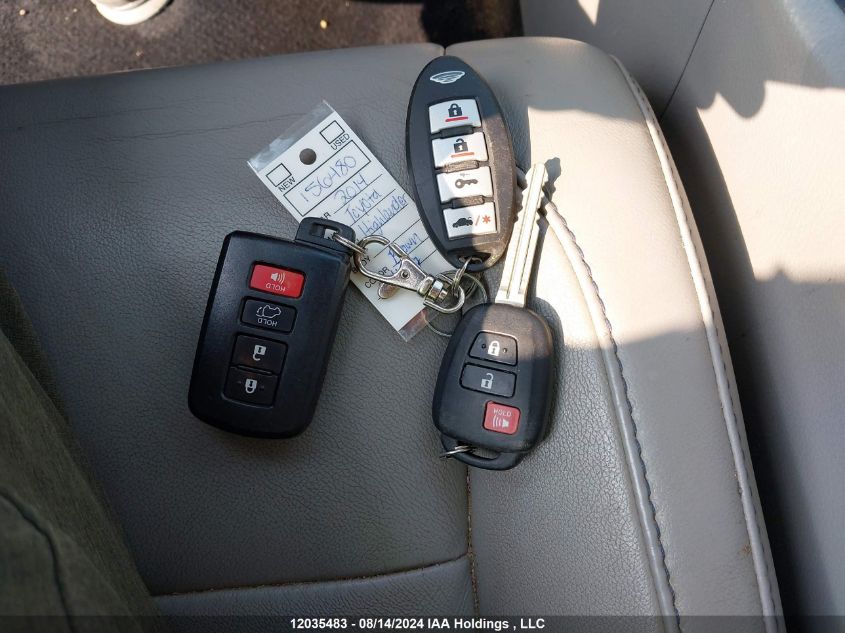 2014 Toyota Highlander Xle VIN: 5TDJKRFH2ES022411 Lot: 12035483