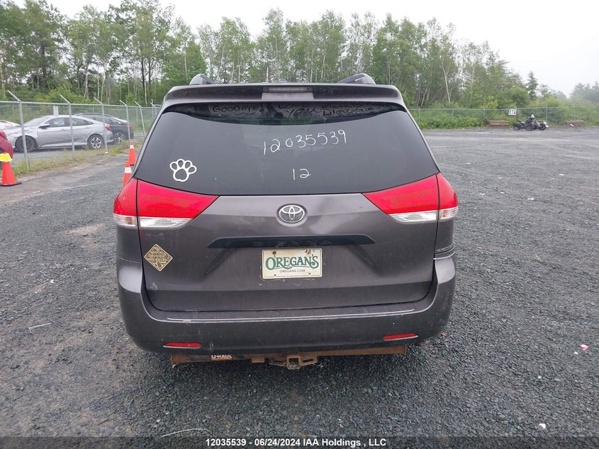2012 Toyota Sienna V6 7 Passenger VIN: 5TDZK3DC8CS236811 Lot: 12035539