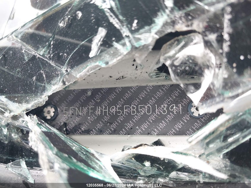 2015 Honda Pilot Touring VIN: 5FNYF4H95FB501391 Lot: 12035568