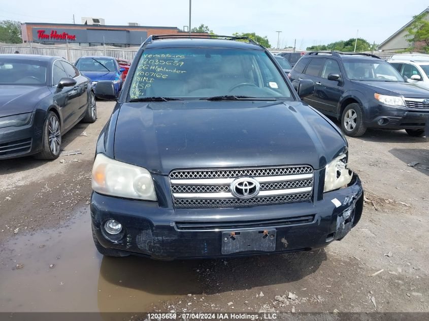 2006 Toyota Highlander Hybrid Hybrid VIN: JTEDW21A260007166 Lot: 12035659