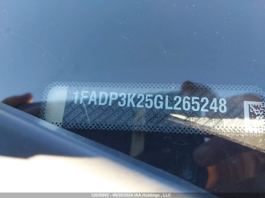 2016 Ford Focus Se VIN: 1FADP3K25GL265248 Lot: 12035892