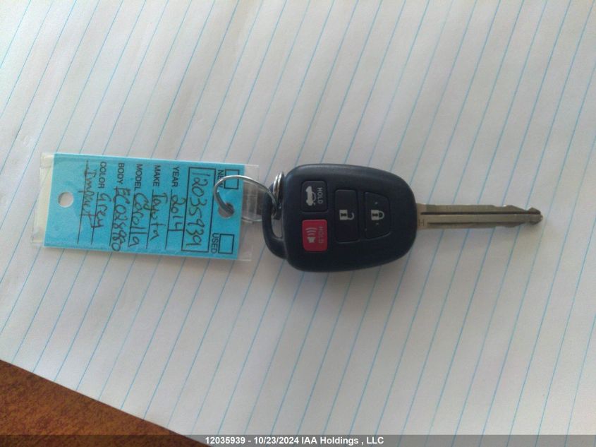 2014 Toyota Corolla L/Le/Le Pls/Prm/S/S Pls VIN: 2T1BURHE2EC028980 Lot: 12035939