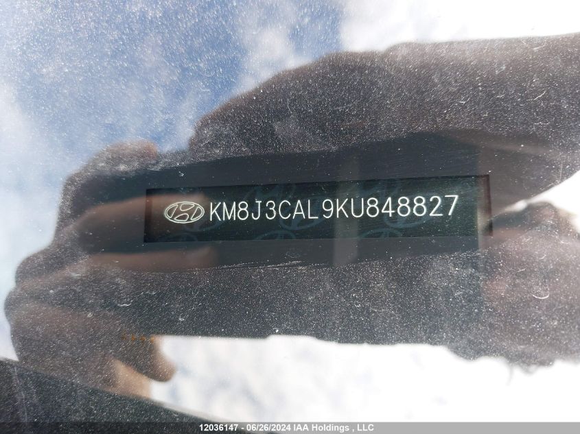 2019 Hyundai Tucson Limited/Sel/Sport/Ultimate/Value/Night VIN: KM8J3CAL9KU848827 Lot: 12036147