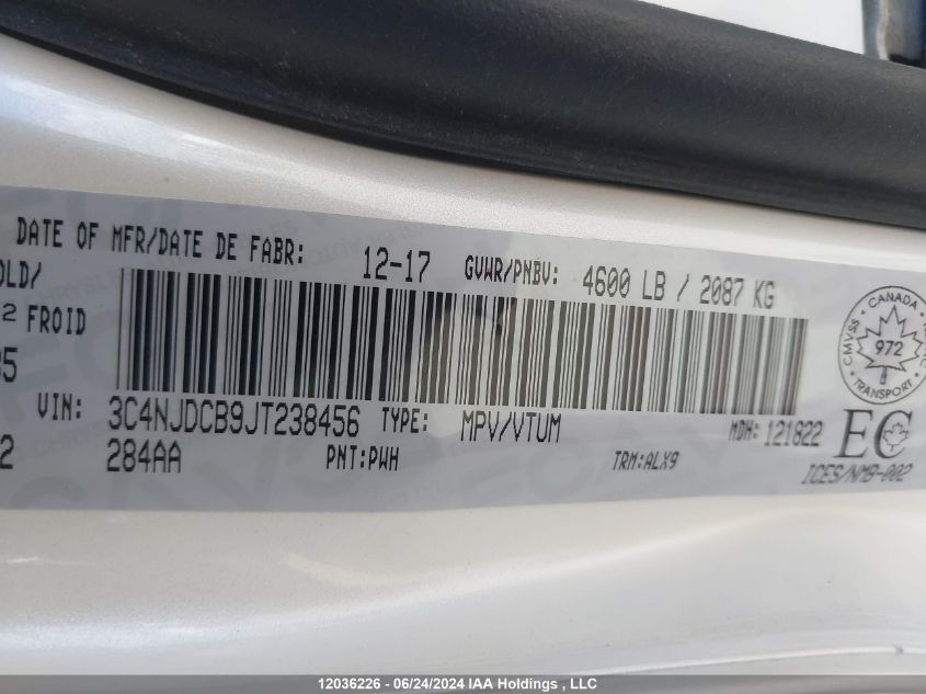 2018 Jeep Compass Limited VIN: 3C4NJDCB9JT238456 Lot: 12036226