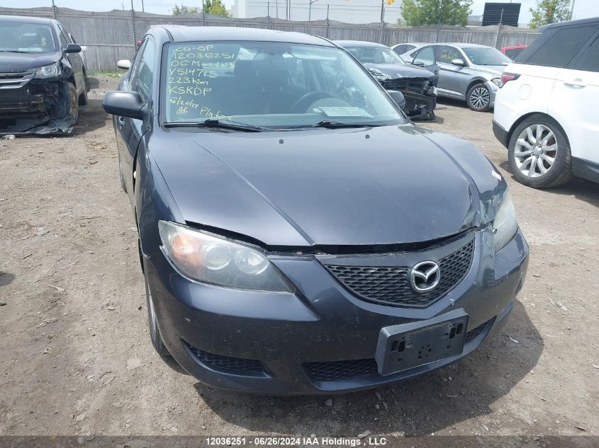 2006 Mazda Mazda3 VIN: JM1BK12F561514715 Lot: 12036251