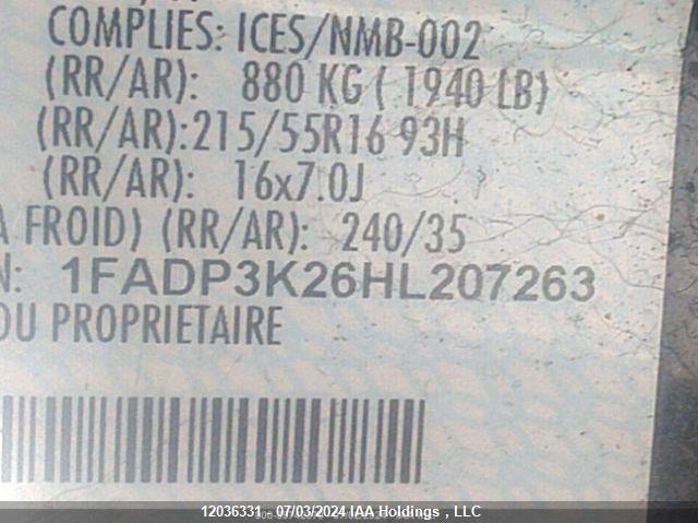 2017 Ford Focus Se VIN: 1FADP3K26HL207263 Lot: 12036331