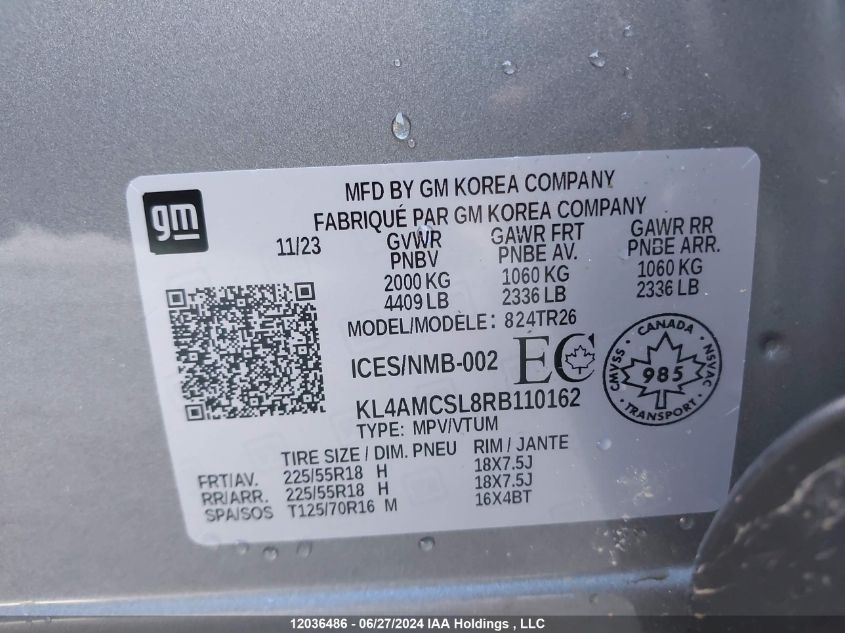 2024 Buick Encore Gx Preferred VIN: KL4AMCSL8RB110162 Lot: 12036486