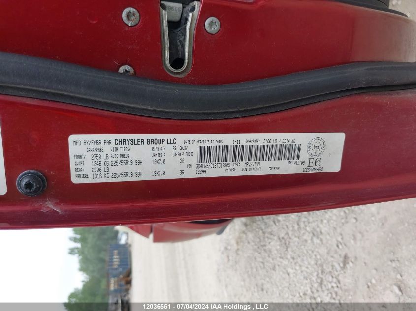 2011 Dodge Journey Sxt VIN: 3D4PG5FG1BT517909 Lot: 12036551