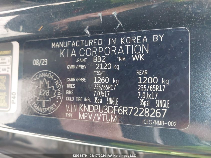 KNDPU3DF6R7228267 2024 Kia Sportage