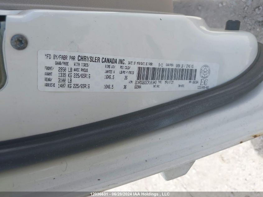 2012 Dodge Grand Caravan Se VIN: 2C4RDGBG5CR101043 Lot: 12036631