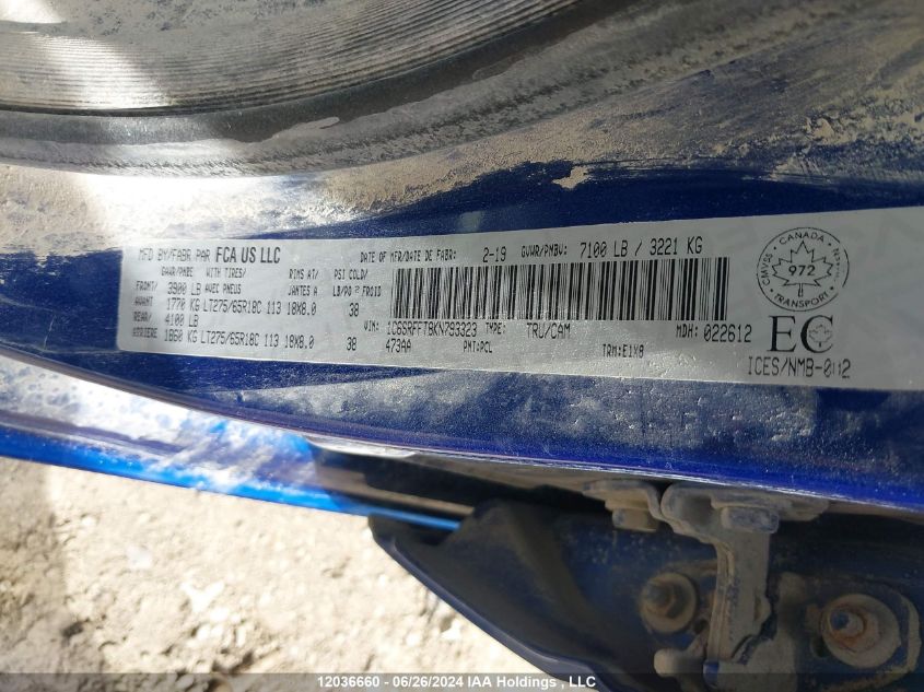 2019 Ram 1500 Big Horn/Lone Star VIN: 1C6SRFFT8KN793323 Lot: 12036660