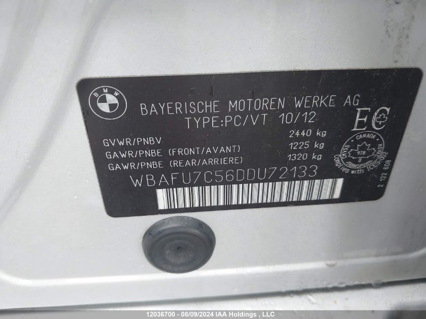 2013 BMW 5 Series VIN: WBAFU7C56DDU72133 Lot: 12036700